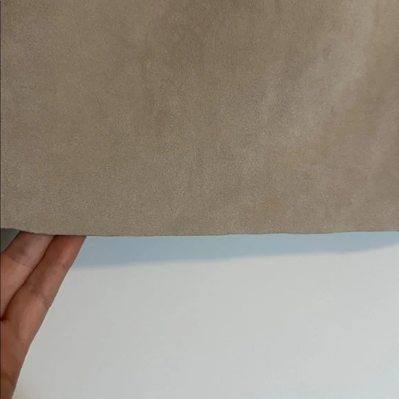 Button-Front greyish Crean Tan Velvet Skirt - Picture 5 of 10